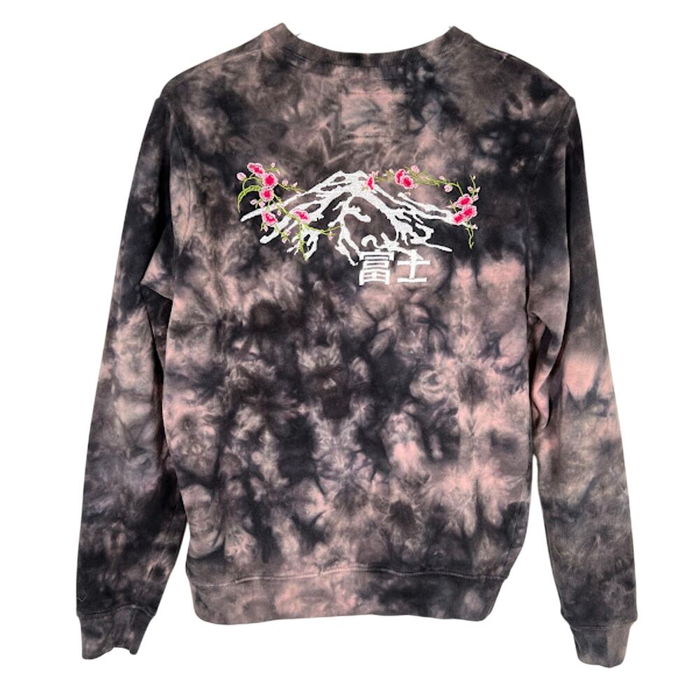 Blind Rooster Men's Tie Dye Sweatshirt S Embroidered Floral Street Wear Japan